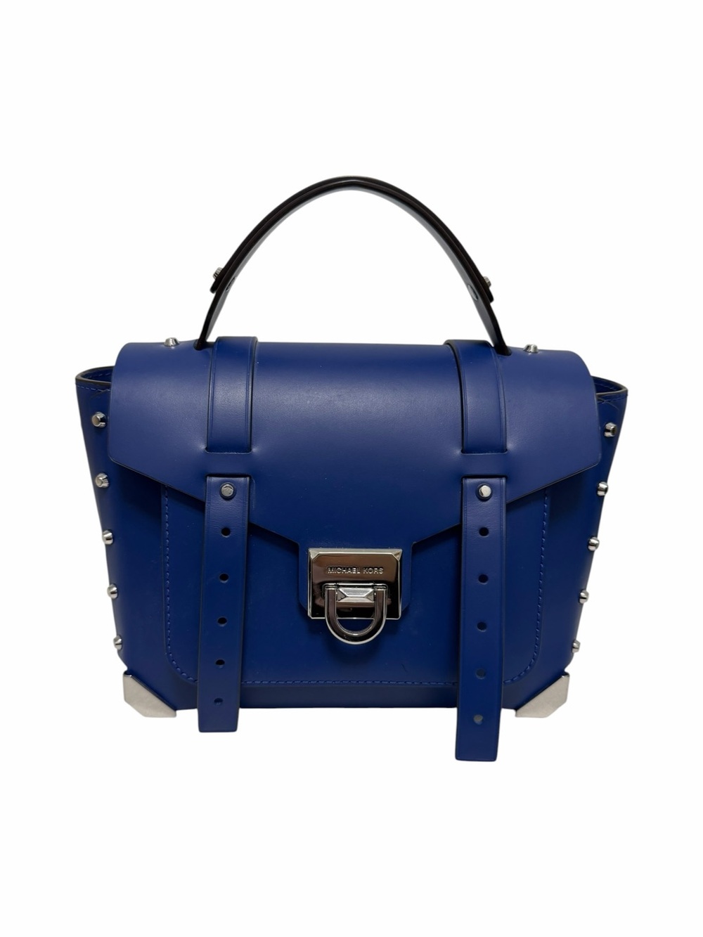 Michael Kors Solid Royal Blue Leather Satchel Handbag